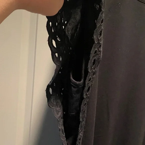 Black Lace Sleeve Top Womens 2X Dressy Casual Knit Blouse Elegant - Picture 5 of 9